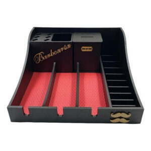 Suporte De Máquina Barbearia + Pentes + Descarte + Tesouras