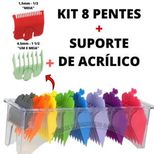 Porta Pente ACRILICO + Kit 8 Pentes